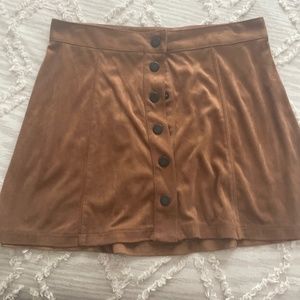 Brown suede mini skirt